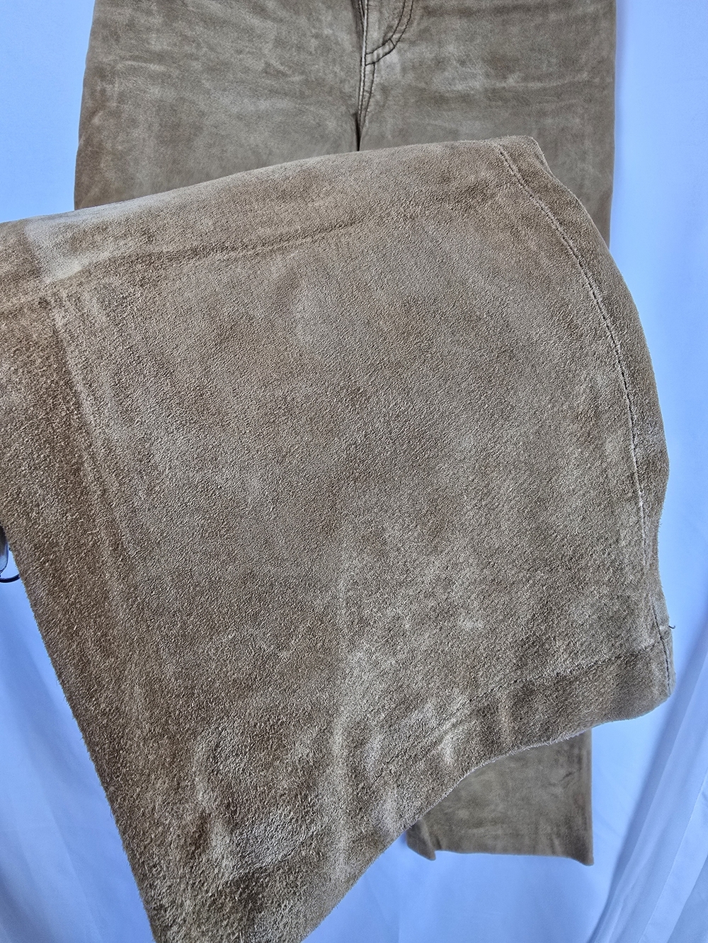 Jou Jou Suede Straight-Leg Pants in Tan - Picture 3 of 6